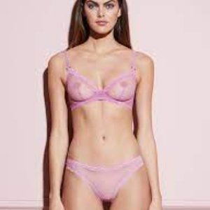 NWT FLEUR DU MAL Sheer Tulle Demi Bra Wisteria 34B